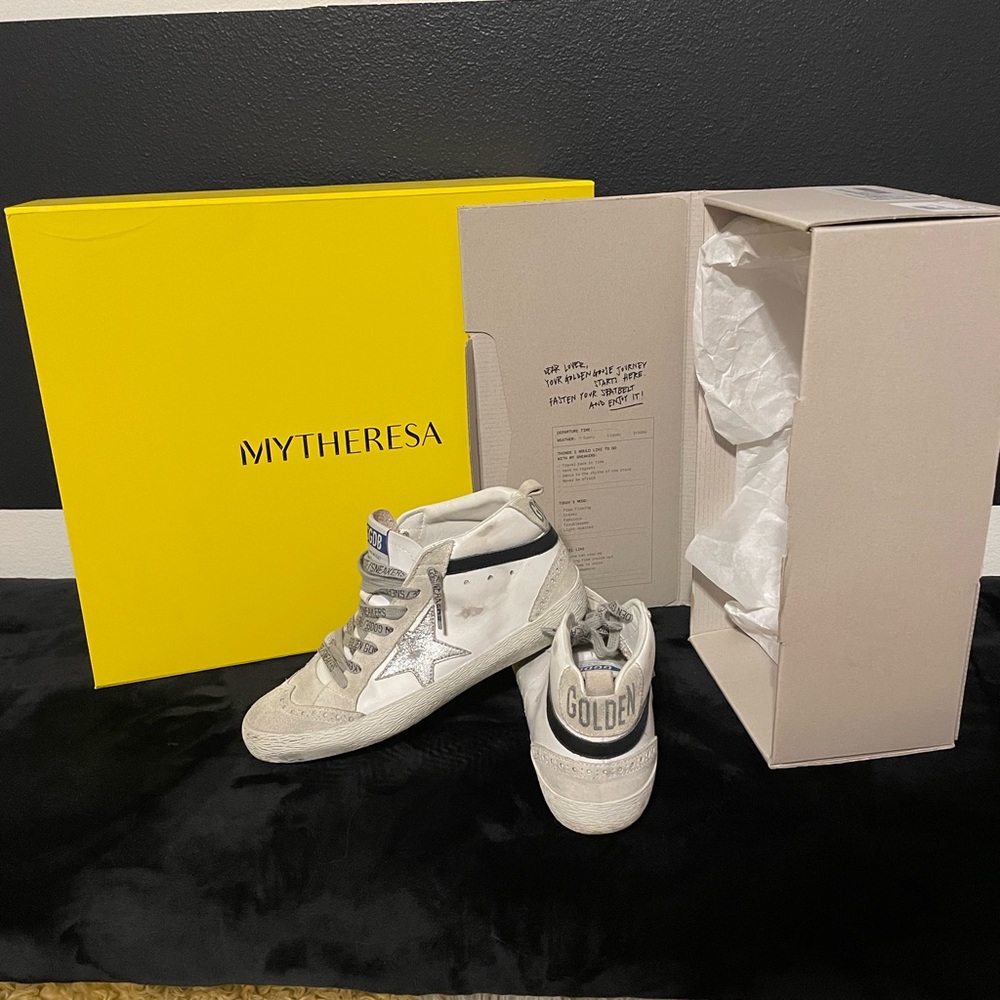 Mid Star Classic Golden Goose White and Gray Leather/suede Sneakers Sz 37